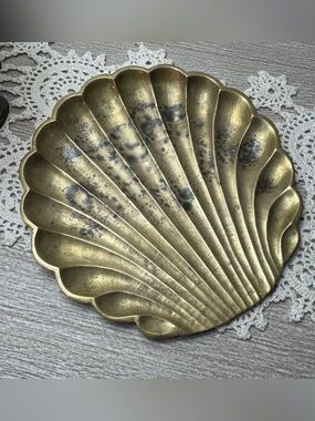 Vintage Brass Seashell Trinket Tray Soap Dish